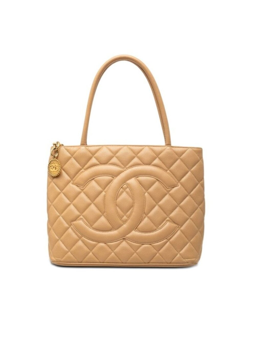 Chanel Quilted CC Logo Reissue Tote Beige Caviar Leather